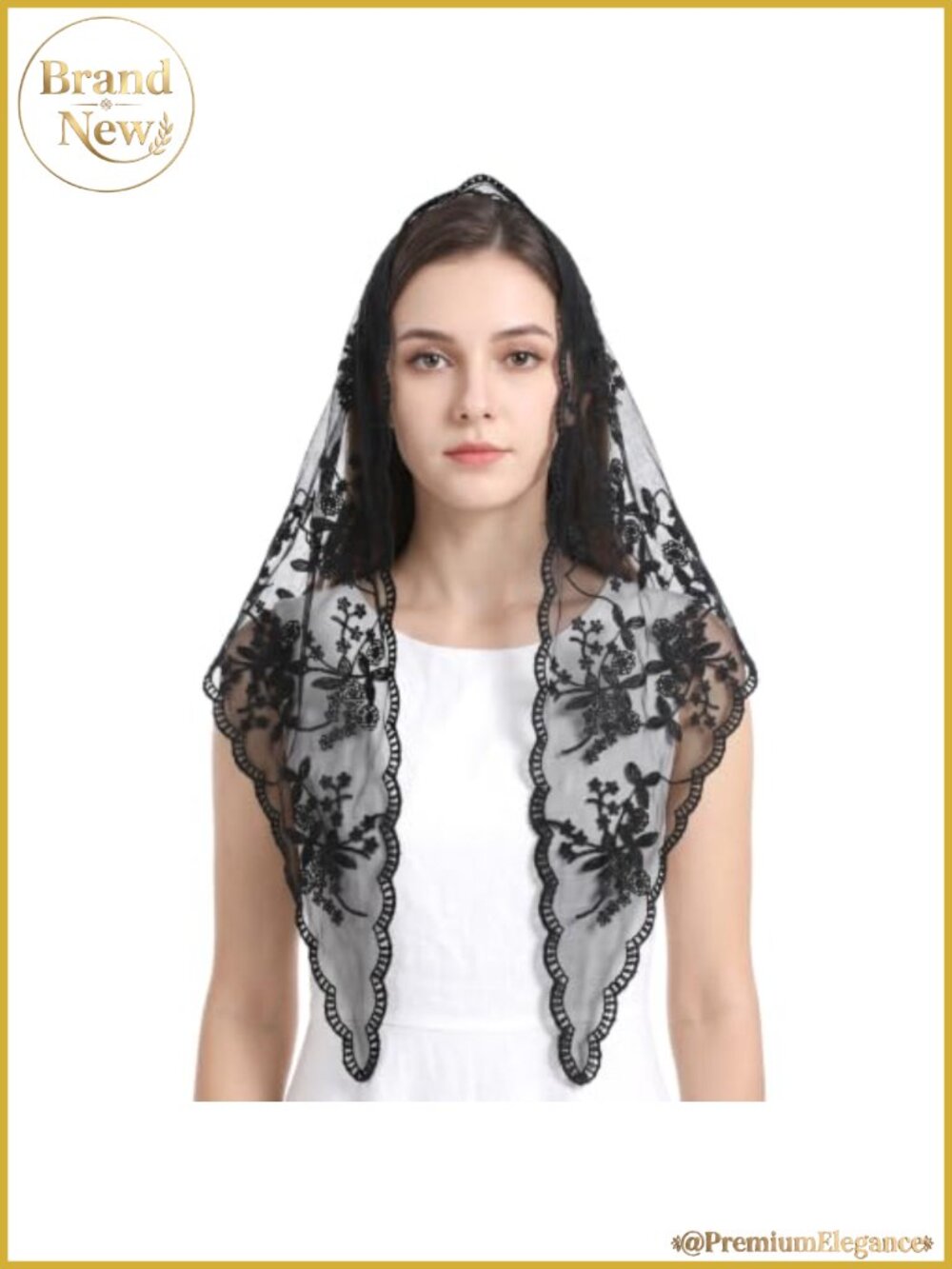Triangle Lace Veil Mantilla Head Covering Scarf for Women